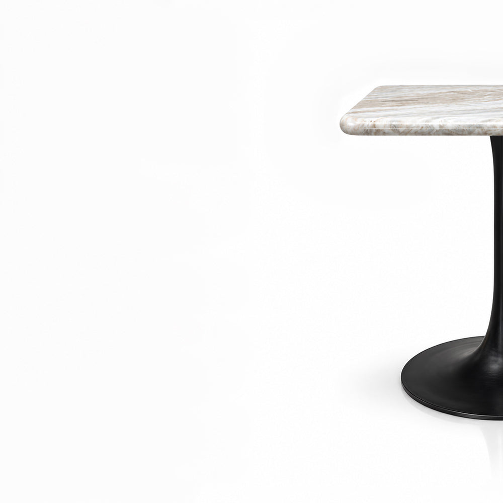 Dorian Sawar Marble Restaurant, Cafe &amp; Bistro Table with Metal Legs - Large