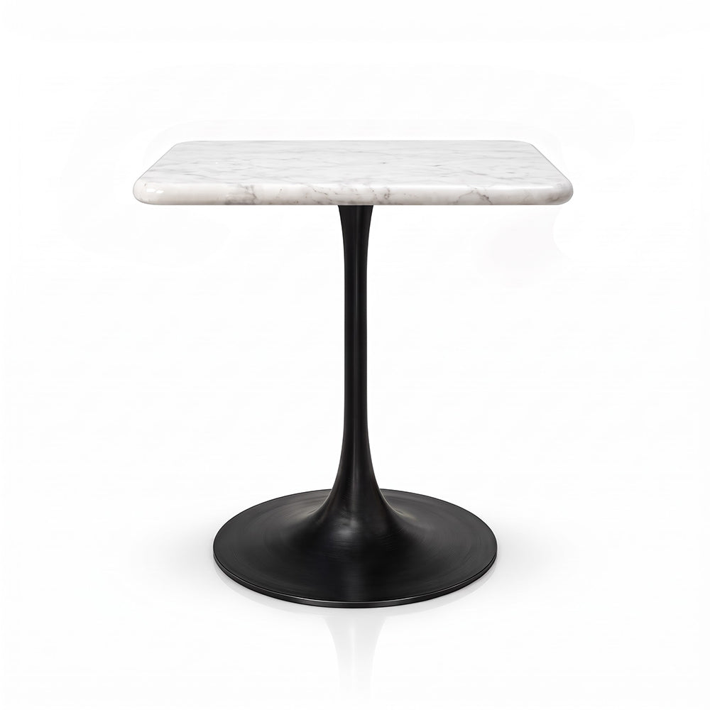 Marcello White Banswara Marble Restaurant, Cafe & Bistro Table with Metal Legs - Medium