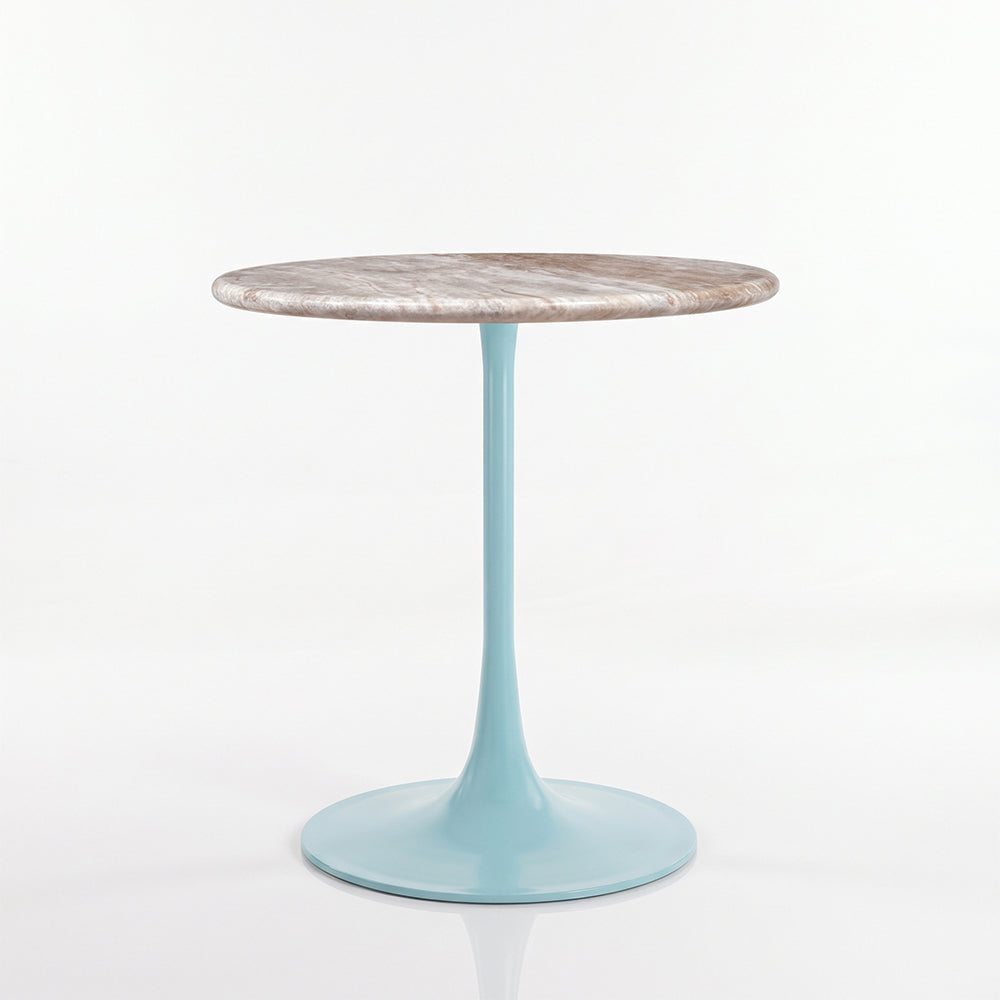 Lorcan White Banswara Marble Restaurant, Cafe &amp; Bistro Table with Metal Legs - Medium
