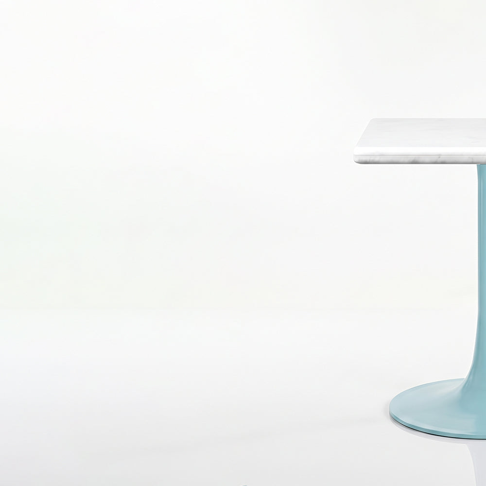 Florian White Banswara Marble Restaurant, Cafe &amp; Bistro Table with Metal Legs - Small