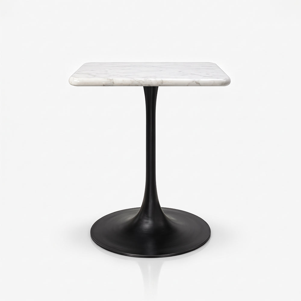 Marcello White Banswara Marble Restaurant, Cafe & Bistro Table with Metal Legs - Small