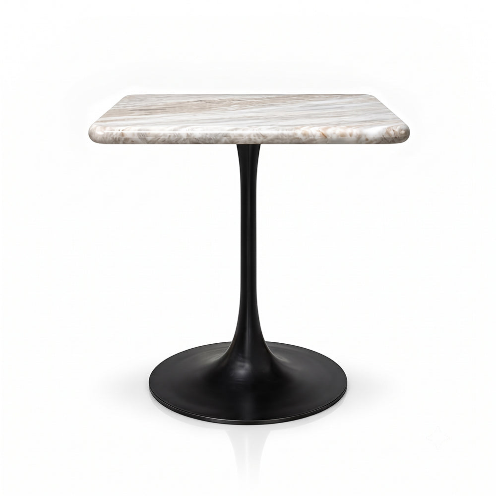 Dorian Sawar Marble Restaurant, Cafe &amp; Bistro Table with Metal Legs - Medium