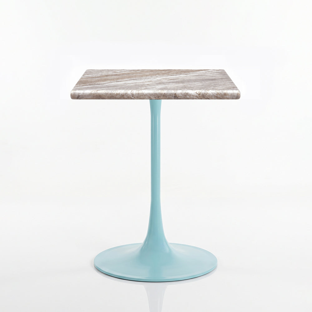 Jasper White Banswara Marble Restaurant, Cafe & Bistro Table with Metal Legs - Small