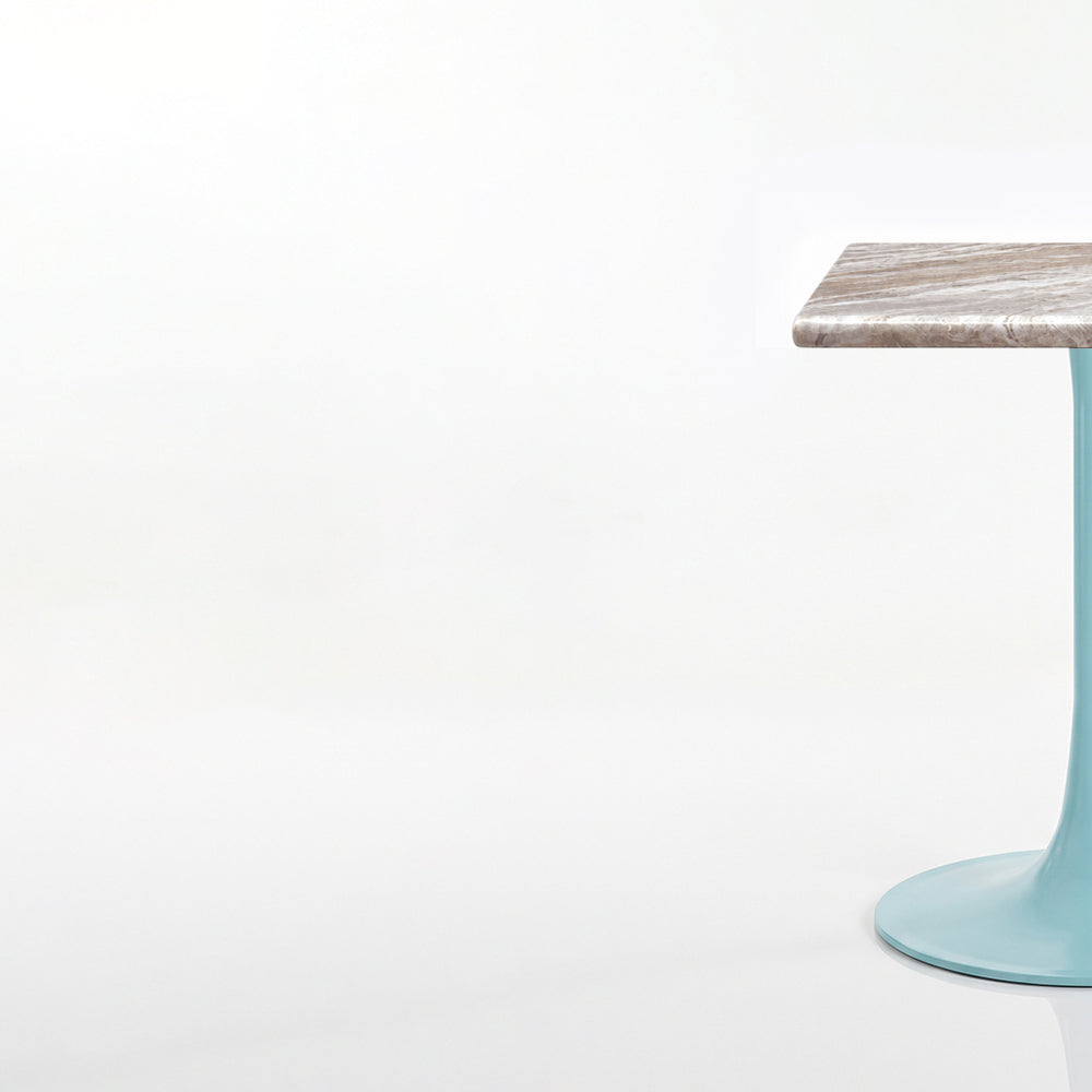 Jasper White Banswara Marble Restaurant, Cafe &amp; Bistro Table with Metal Legs - Small