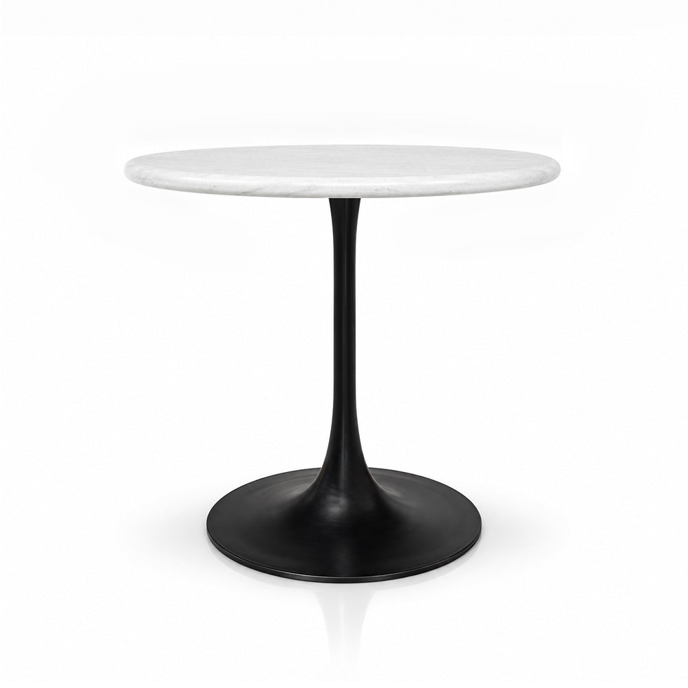 Thessaly White Banswara Marble Restaurant, Cafe & Bistro Table with Metal Legs - Large