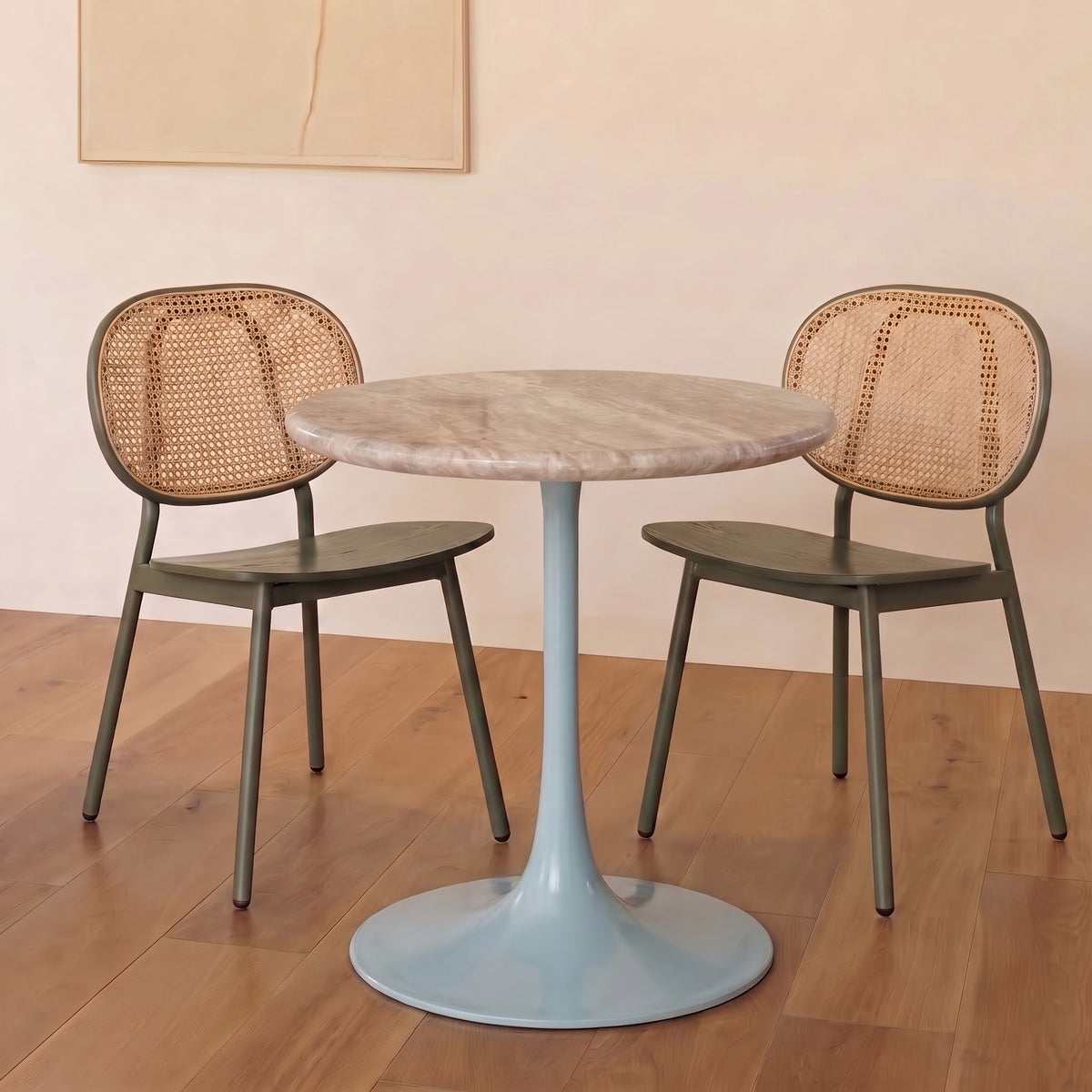 Lorcan White Banswara Marble Restaurant, Cafe &amp; Bistro Table with Metal Legs - Small