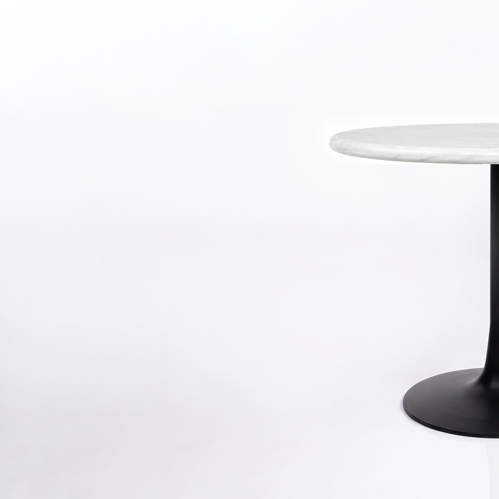 Thessaly White Banswara Marble Restaurant, Cafe &amp; Bistro Table with Metal Legs - Large
