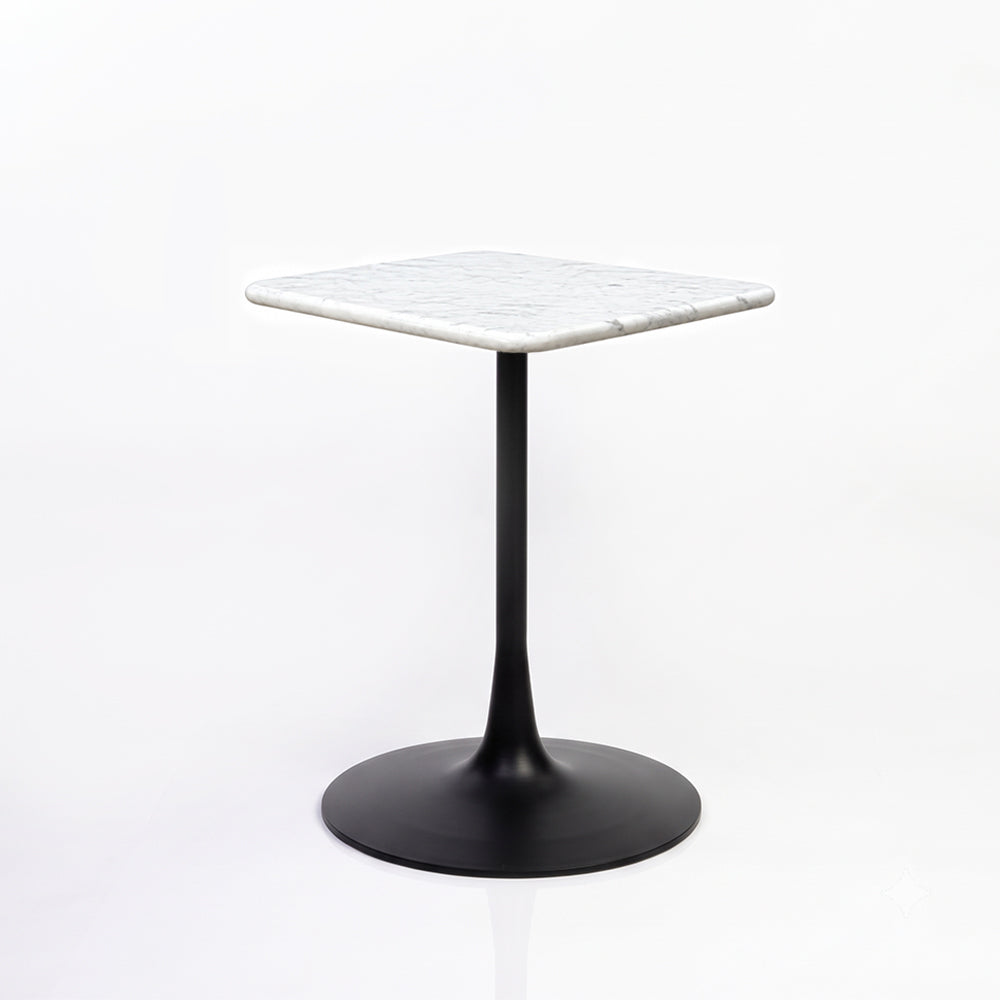 Marcello White Banswara Marble Restaurant, Cafe & Bistro Table with Metal Legs - Small