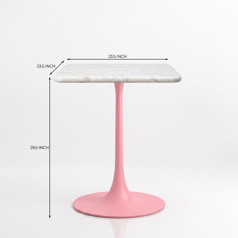 Isolde White Banswara Marble Restaurant, Cafe & Bistro Table with Metal Legs - Small