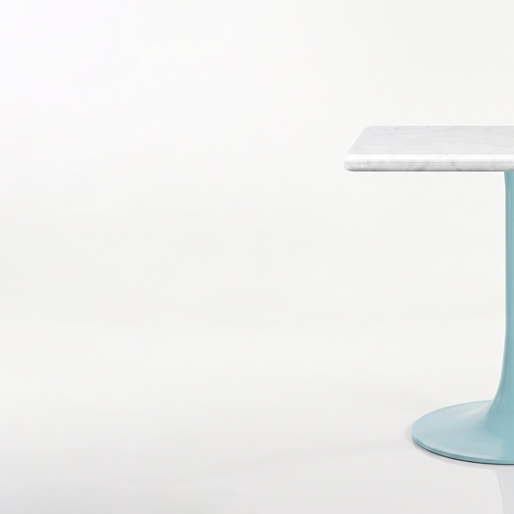Florian White Banswara Marble Restaurant, Cafe & Bistro Table with Metal Legs - Large