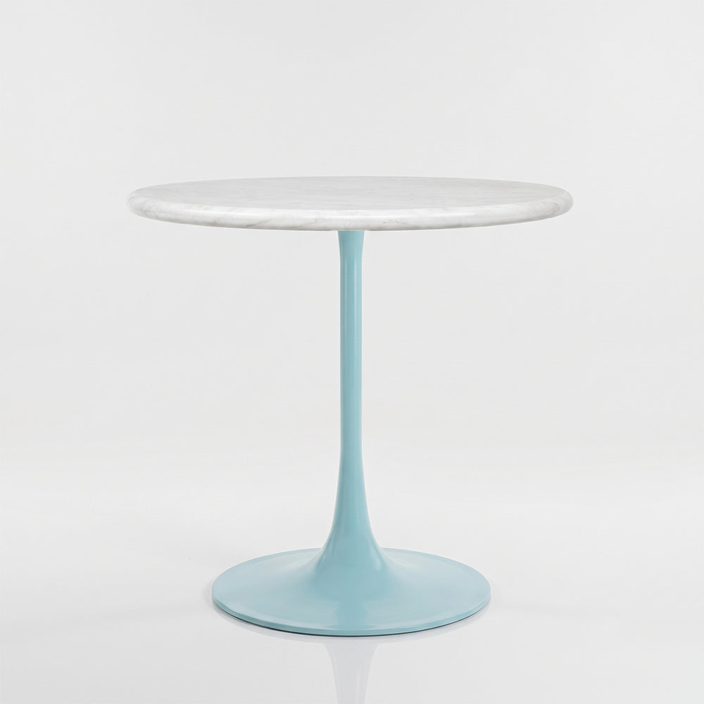 Idris White Banswara Marble Restaurant, Cafe &amp; Bistro Table with Metal Legs - Large