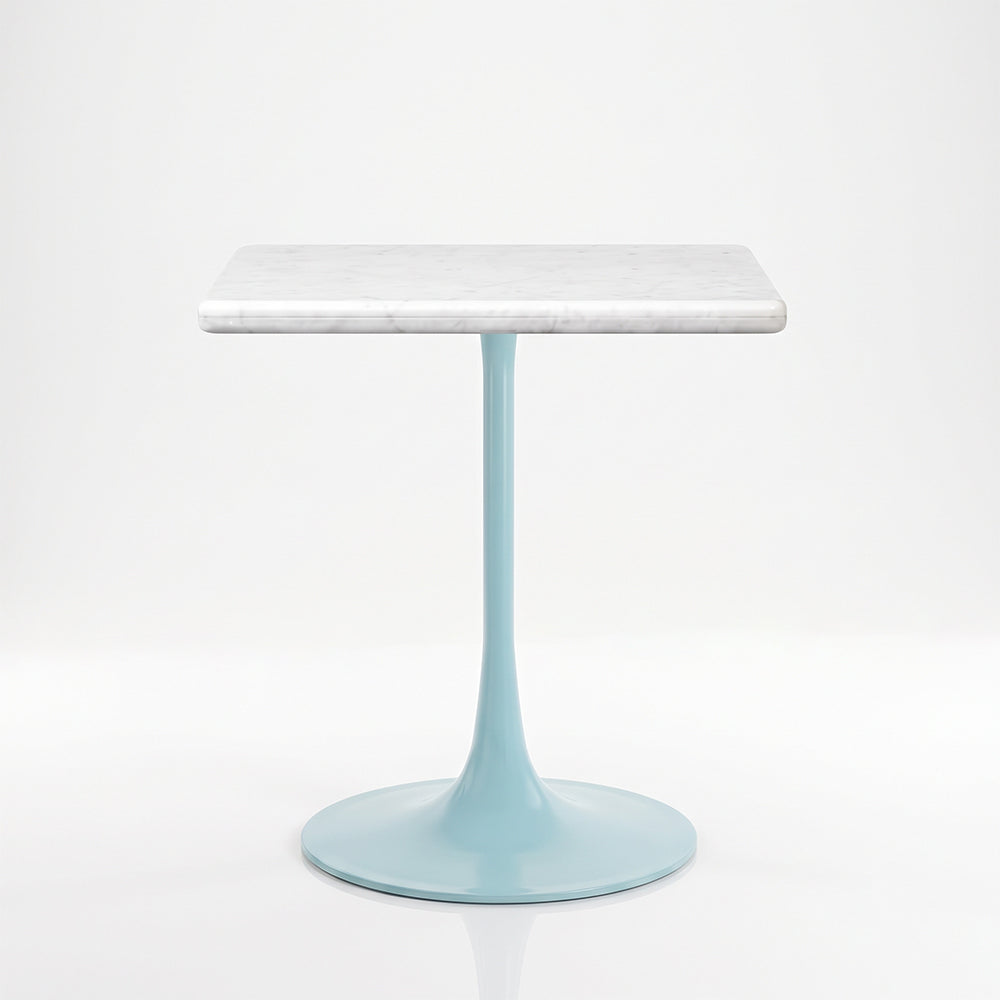 Florian White Banswara Marble Restaurant, Cafe &amp; Bistro Table with Metal Legs - Medium