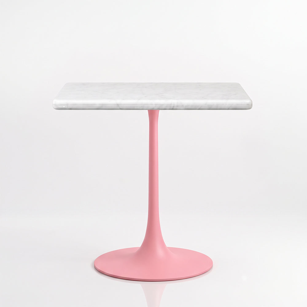 Leander White Banswara Marble Restaurant, Cafe & Bistro Table with Metal Legs - Large