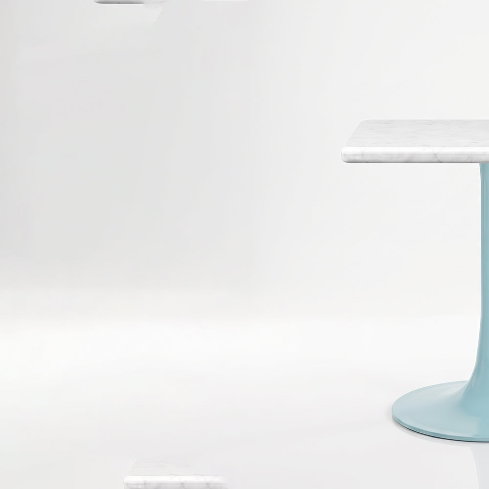 Florian White Banswara Marble Restaurant, Cafe &amp; Bistro Table with Metal Legs - Medium
