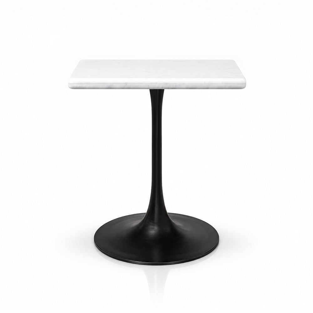 Calista White Banswara Marble Restaurant, Cafe & Bistro Table with Metal Legs - Small