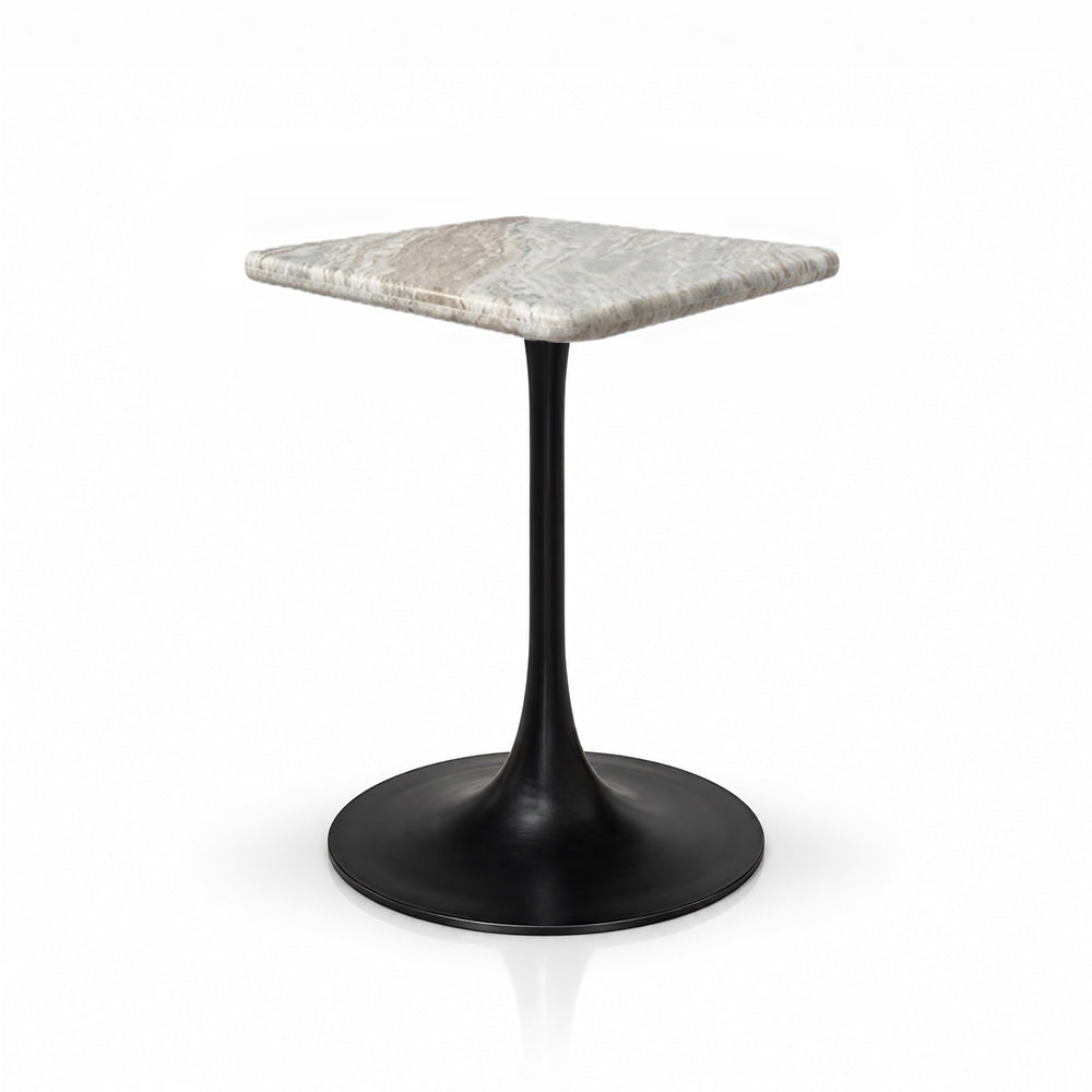 Dorian Sawar Marble Restaurant, Cafe & Bistro Table with Metal Legs - Small