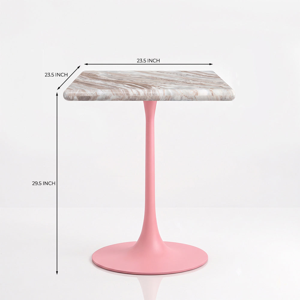 Alaric Sawar Marble Restaurant, Cafe & Bistro Table with Metal Legs - Small