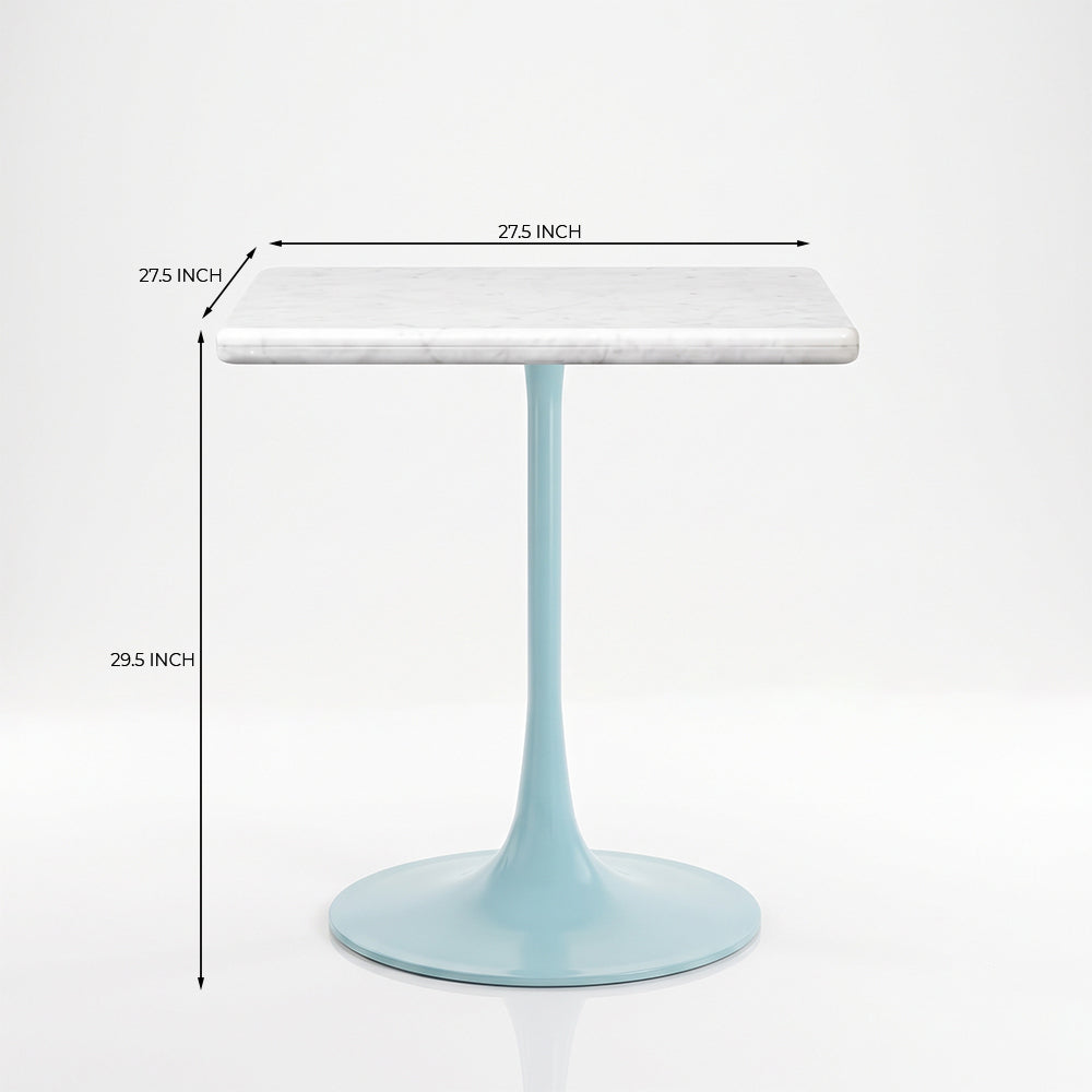 Florian White Banswara Marble Restaurant, Cafe & Bistro Table with Metal Legs - Medium