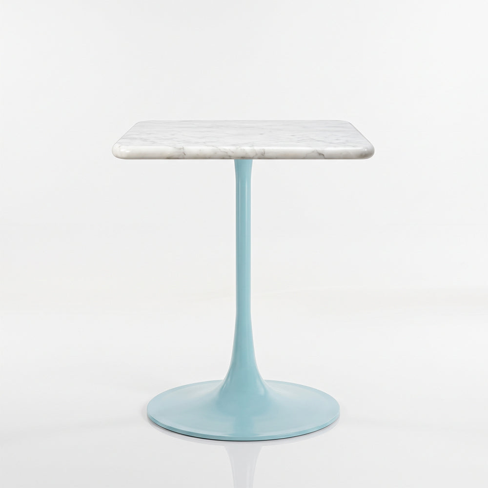 Hadrian White Banswara Marble Restaurant, Cafe &amp; Bistro Table with Metal Legs - Small