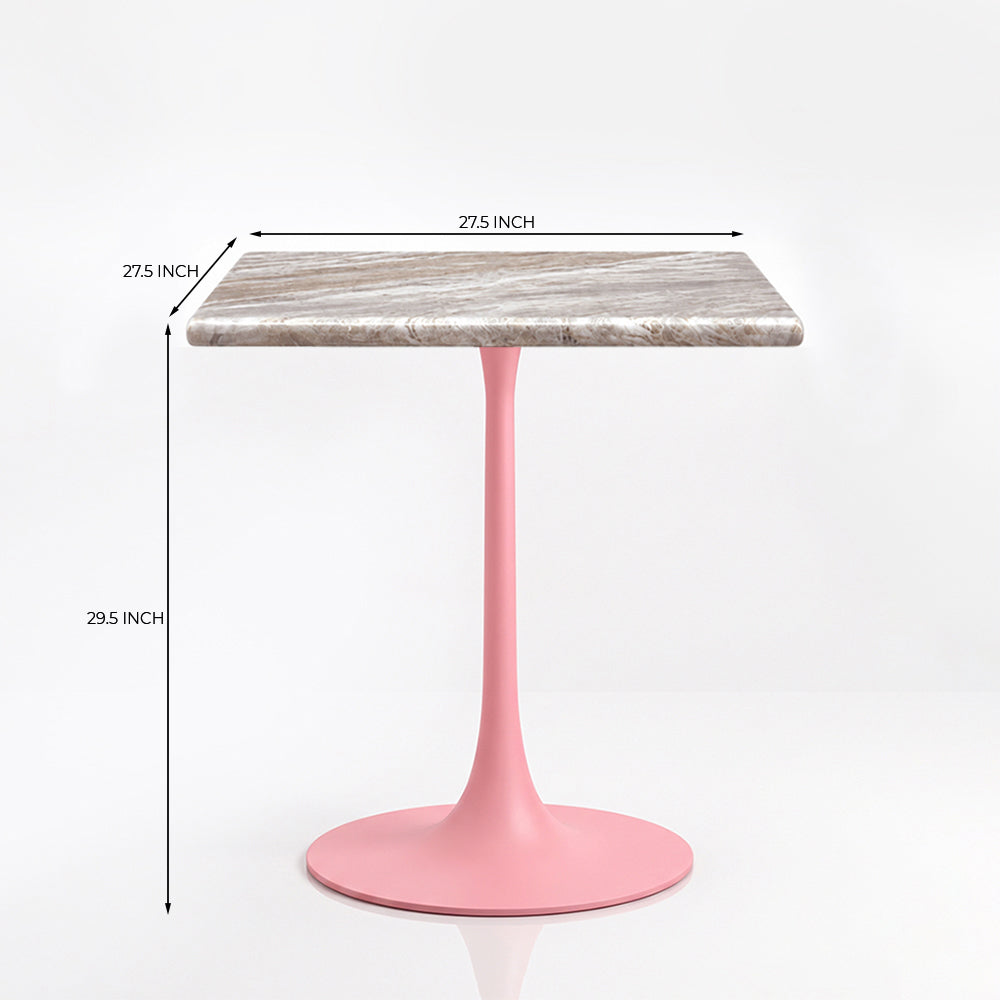 Theron Sawar Marble Restaurant, Cafe & Bistro Table with Metal Legs - Medium
