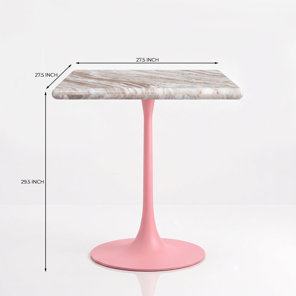 Alaric Sawar Marble Restaurant, Cafe & Bistro Table with Metal Legs - Medium