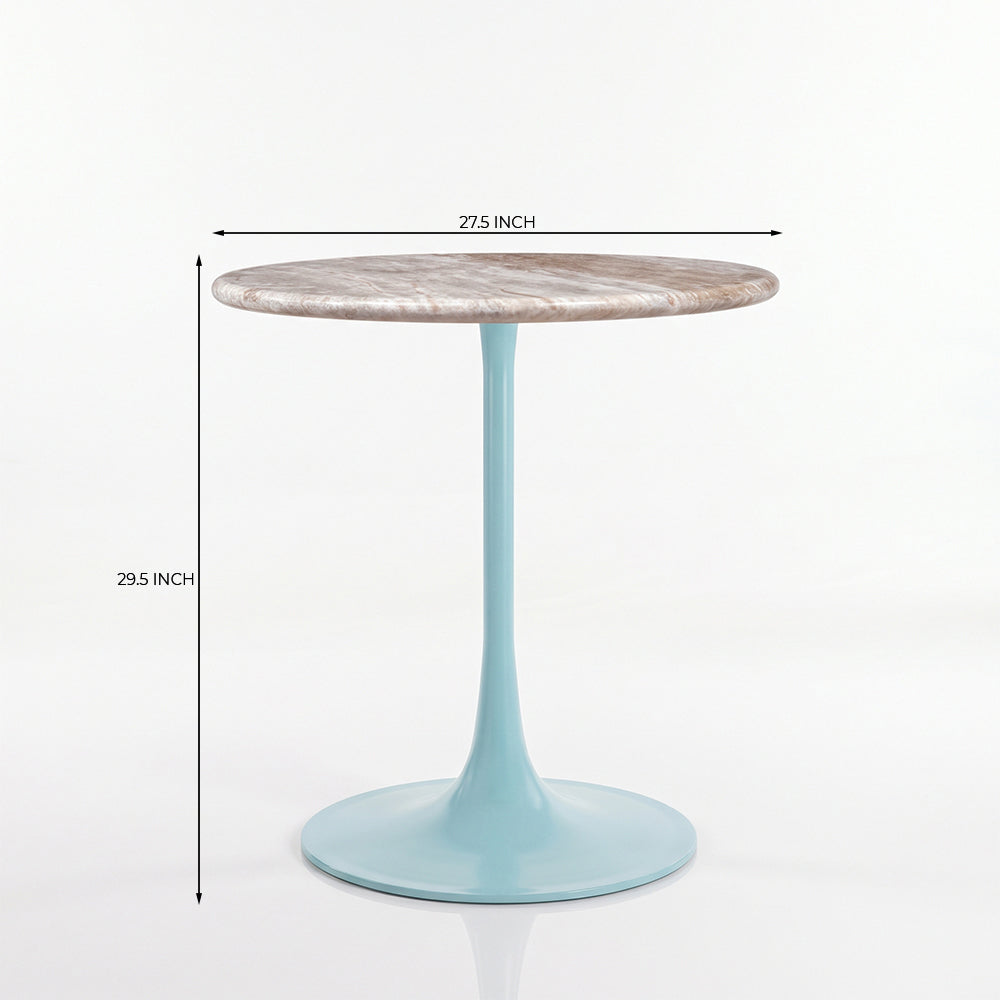 Lorcan White Banswara Marble Restaurant, Cafe & Bistro Table with Metal Legs - Medium