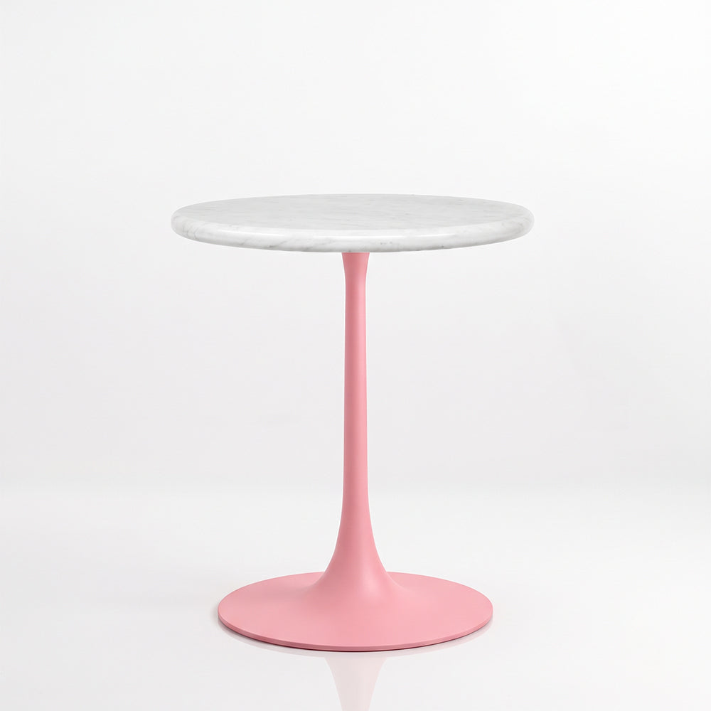 Caspian White Banswara Marble Restaurant, Cafe &amp; Bistro Table with Metal Legs - Small