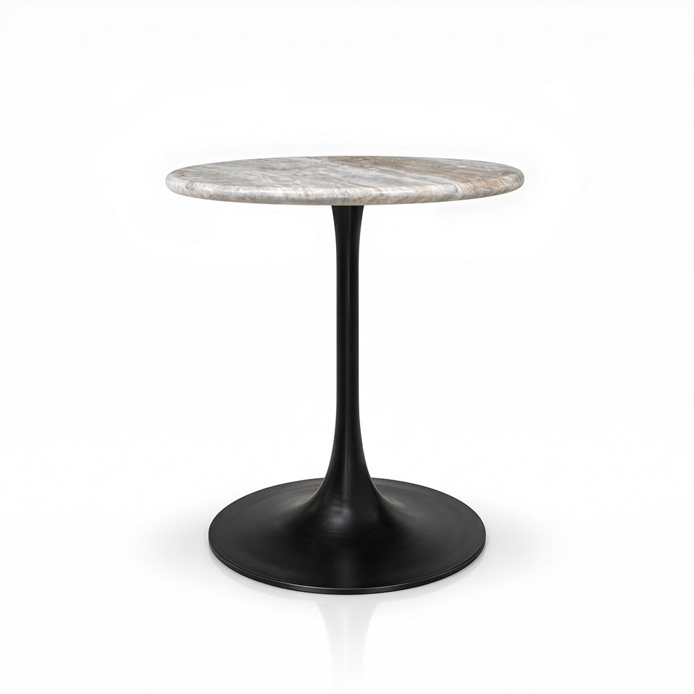 Elowen Sawar Marble Restaurant, Cafe &amp; Bistro Table with Metal Legs - Small