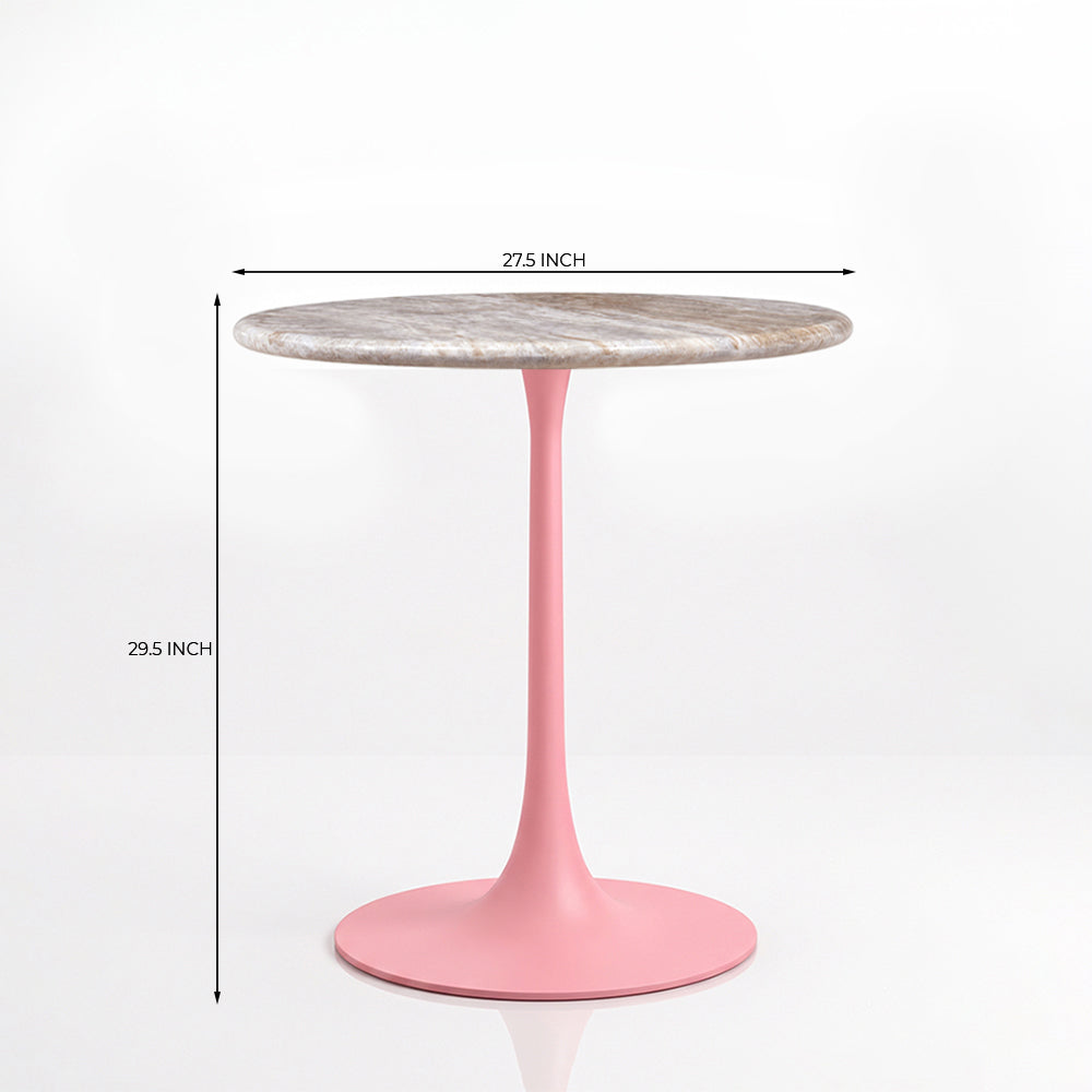 Evander Sawar Marble Restaurant, Cafe & Bistro Table with Metal Legs - Medium