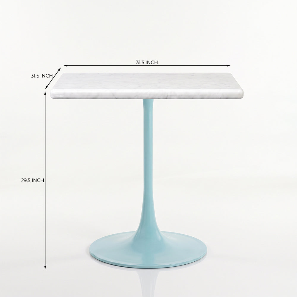 Florian White Banswara Marble Restaurant, Cafe &amp; Bistro Table with Metal Legs - Large