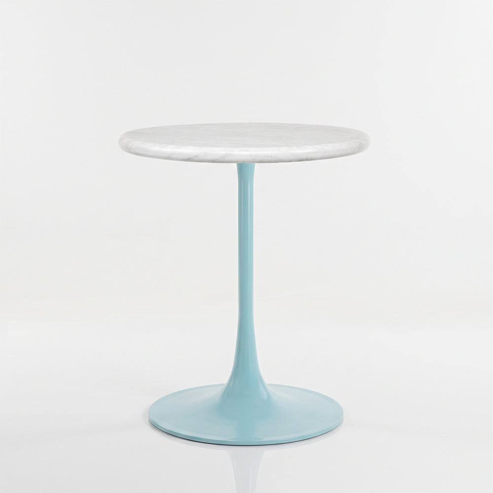 Idris White Banswara Marble Restaurant, Cafe & Bistro Table with Metal Legs - Small