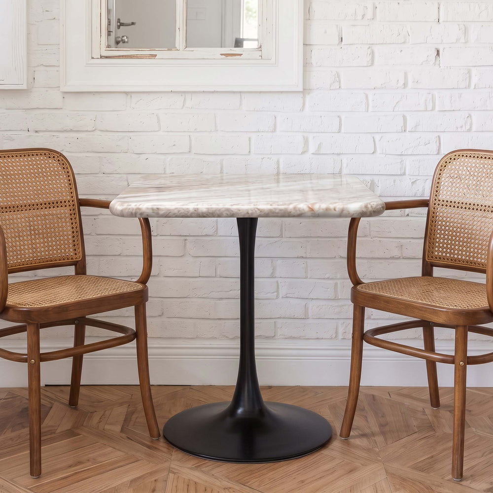 Dorian Sawar Marble Restaurant, Cafe & Bistro Table with Metal Legs - Large