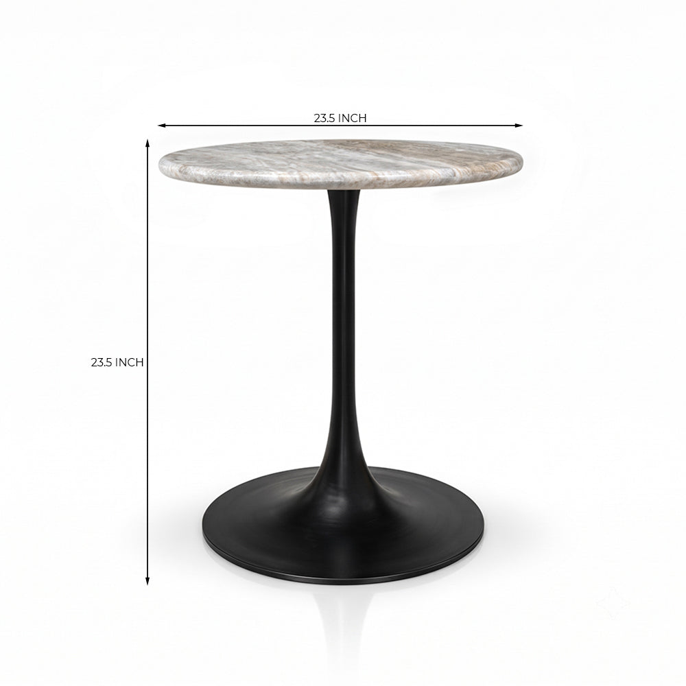 Elowen Sawar Marble Restaurant, Cafe &amp; Bistro Table with Metal Legs - Small