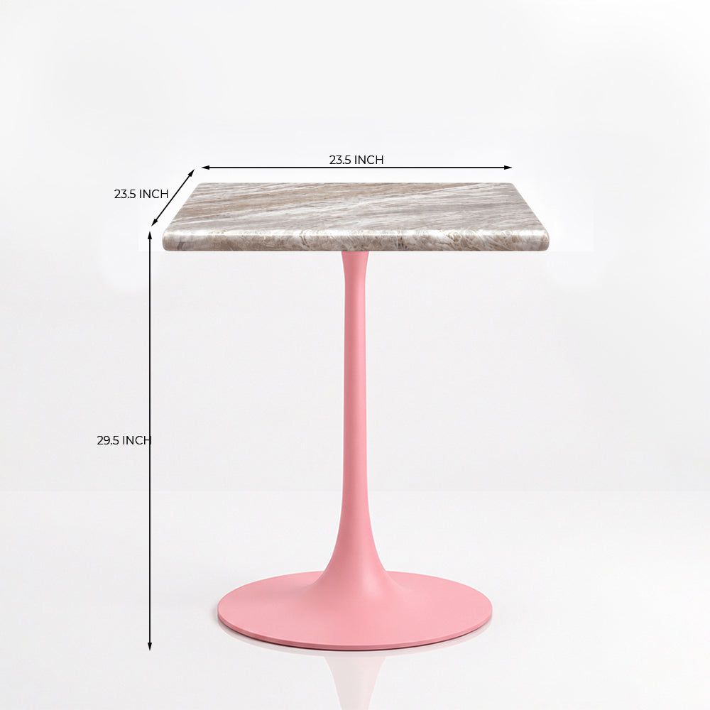 Theron Sawar Marble Restaurant, Cafe & Bistro Table with Metal Legs - Small