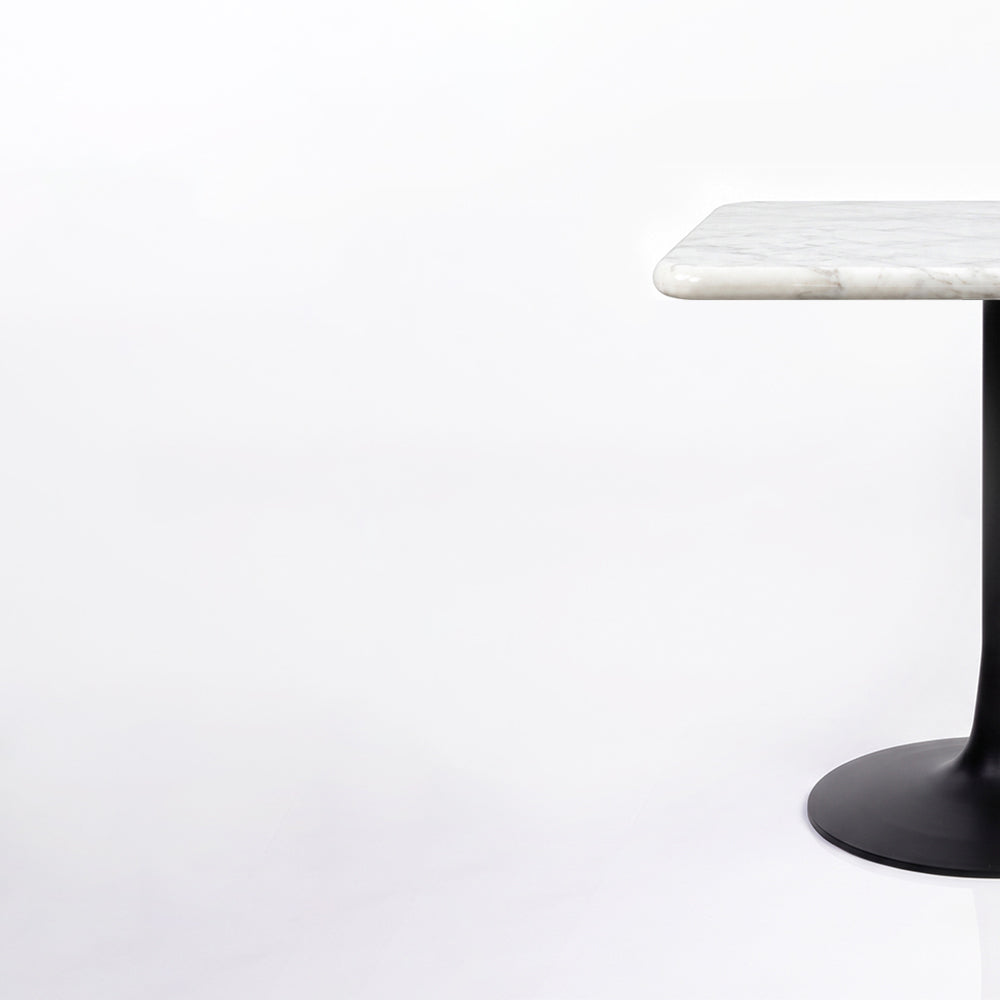 Marcello White Banswara Marble Restaurant, Cafe & Bistro Table with Metal Legs - Medium