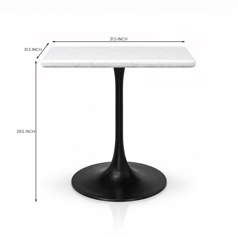 Calista White Banswara Marble Restaurant, Cafe &amp; Bistro Table with Metal Legs - Large