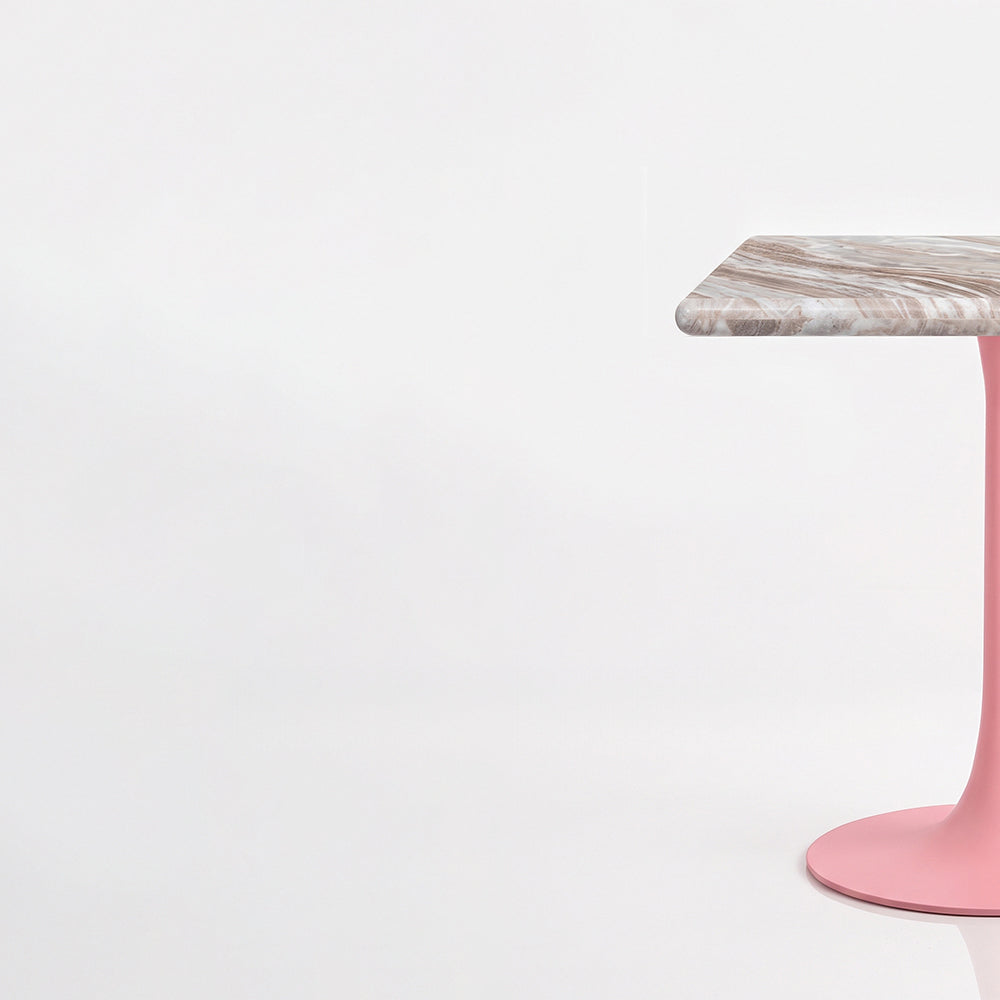 Alaric Sawar Marble Restaurant, Cafe &amp; Bistro Table with Metal Legs - Medium