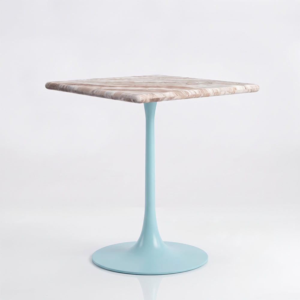 Kilian White Banswara Marble Restaurant, Cafe &amp; Bistro Table with Metal Legs - Small