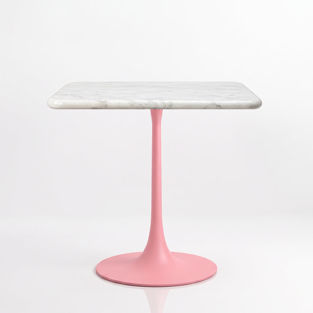 Isolde White Banswara Marble Restaurant, Cafe &amp; Bistro Table with Metal Legs - Large