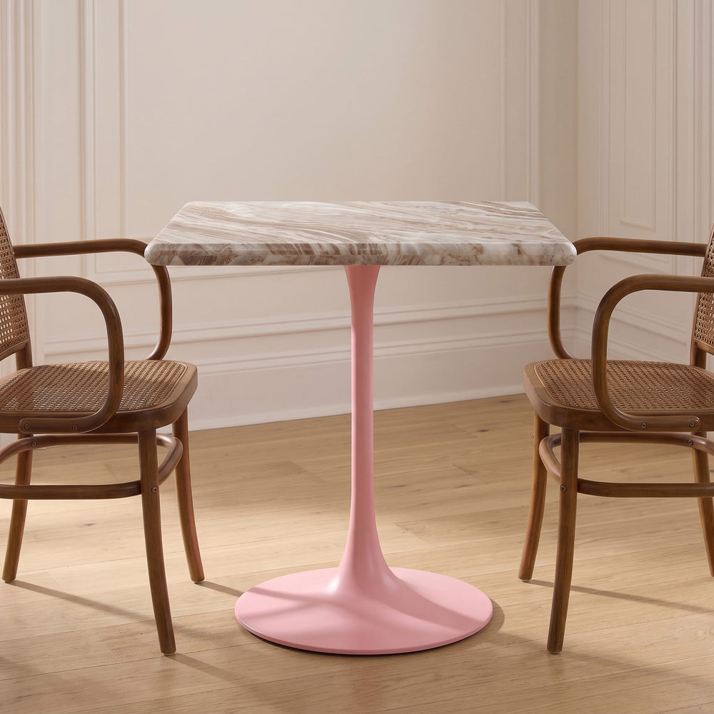 Theron Sawar Marble Restaurant, Cafe & Bistro Table with Metal Legs - Large