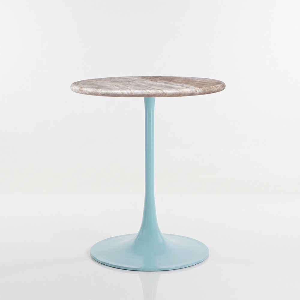 Lorcan White Banswara Marble Restaurant, Cafe &amp; Bistro Table with Metal Legs - Small