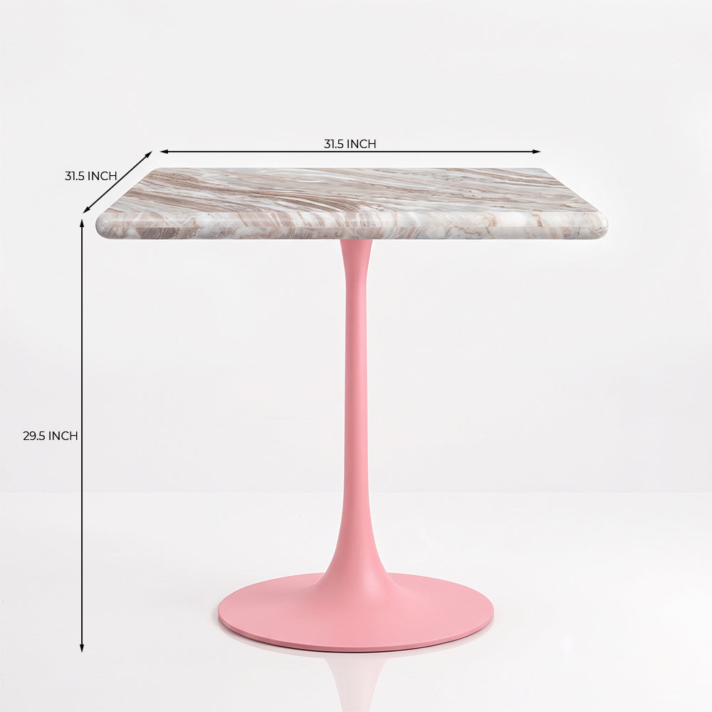 Alaric Sawar Marble Restaurant, Cafe &amp; Bistro Table with Metal Legs - Large