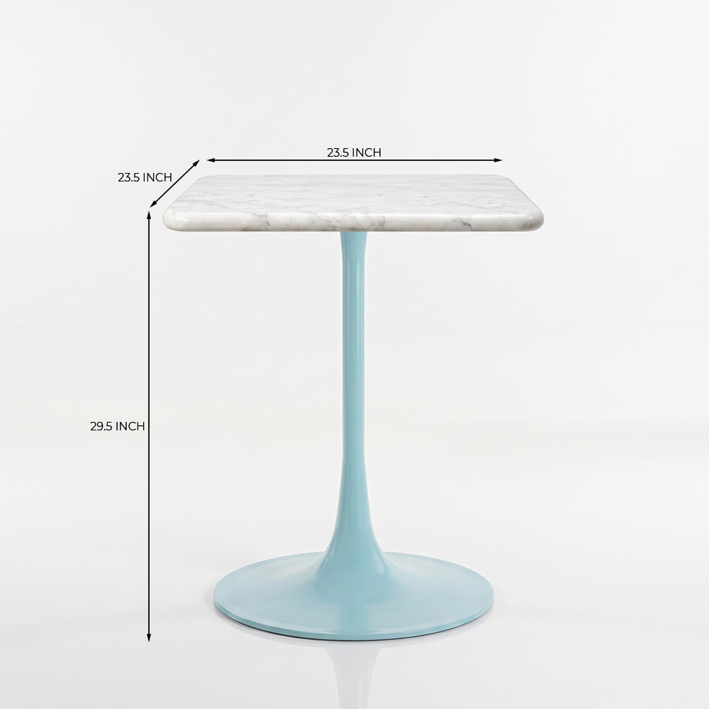 Hadrian White Banswara Marble Restaurant, Cafe &amp; Bistro Table with Metal Legs - Small