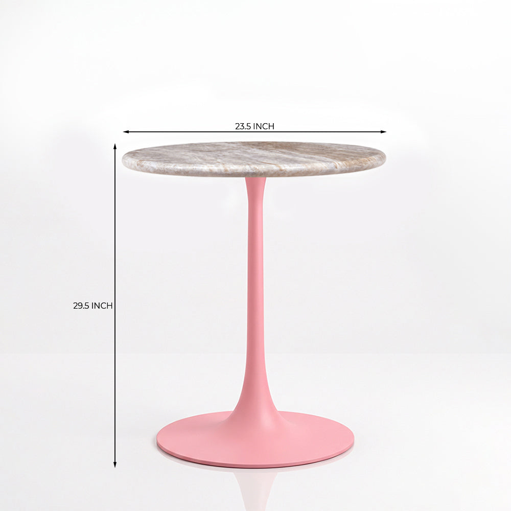 Evander Sawar Marble Restaurant, Cafe &amp; Bistro Table with Metal Legs - Small