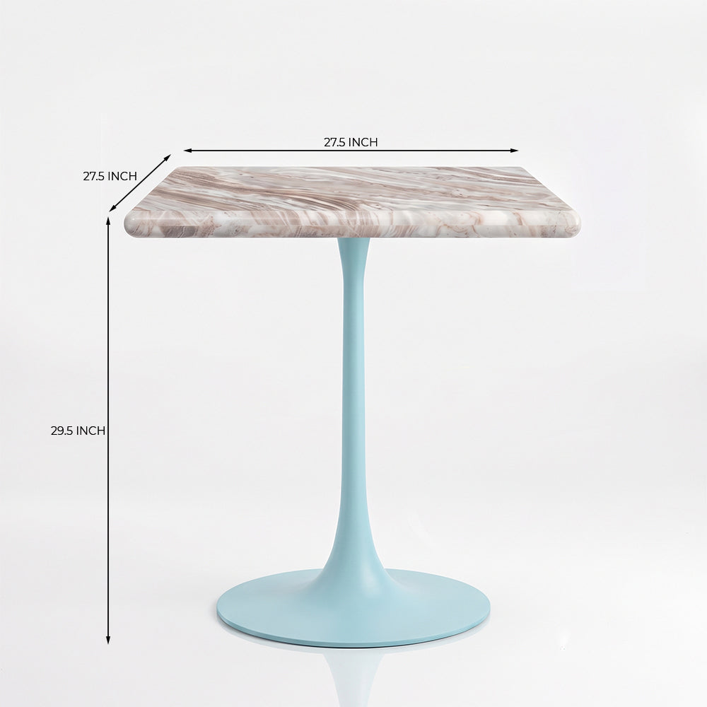 Kilian White Banswara Marble Restaurant, Cafe & Bistro Table with Metal Legs - Medium