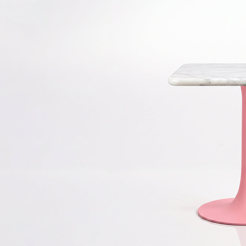 Isolde White Banswara Marble Restaurant, Cafe & Bistro Table with Metal Legs - Medium