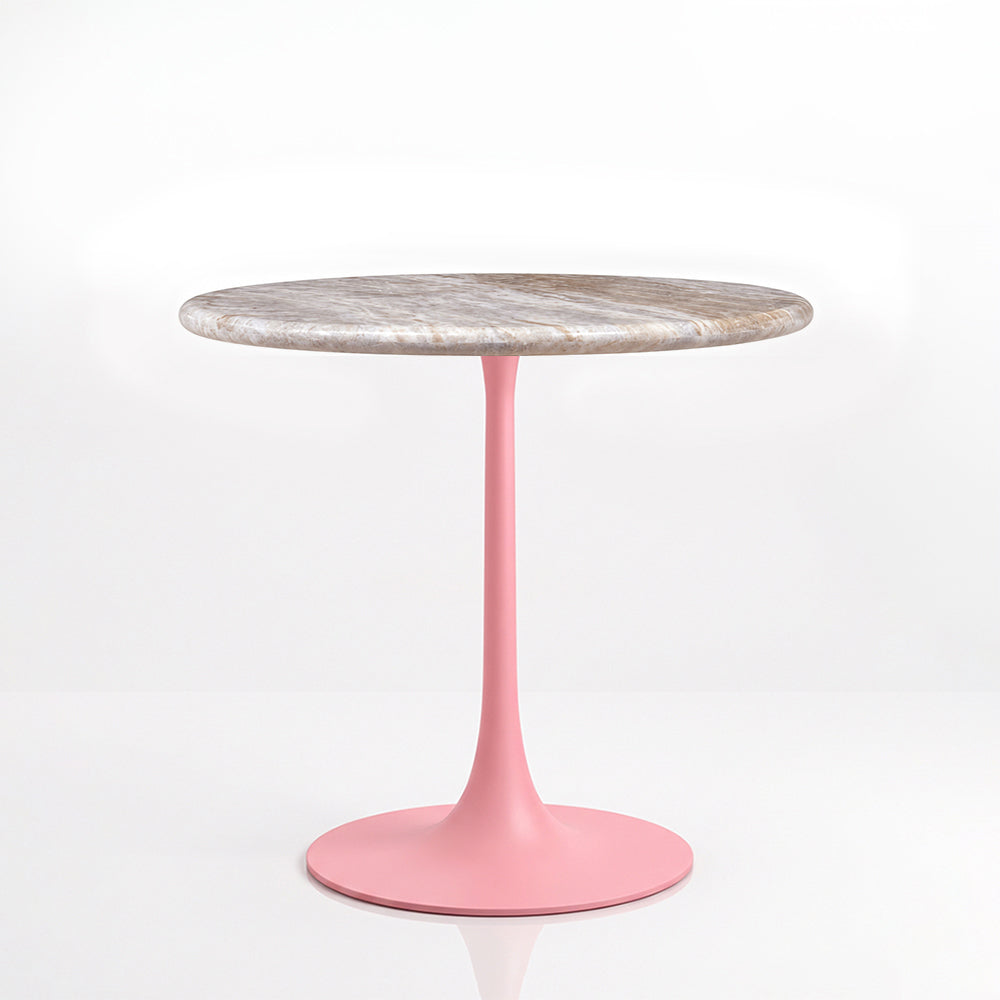 Evander Sawar Marble Restaurant, Cafe & Bistro Table with Metal Legs - Large