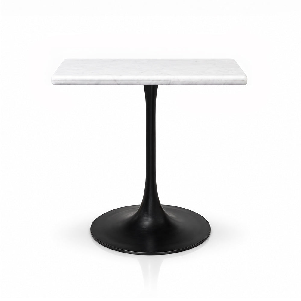 Calista White Banswara Marble Restaurant, Cafe & Bistro Table with Metal Legs - Large