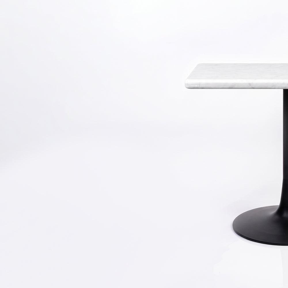 Calista White Banswara Marble Restaurant, Cafe & Bistro Table with Metal Legs - Large