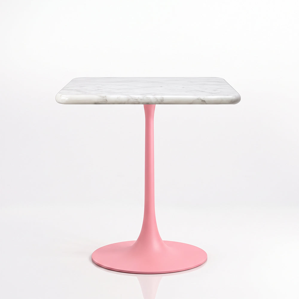 Isolde White Banswara Marble Restaurant, Cafe &amp; Bistro Table with Metal Legs - Medium